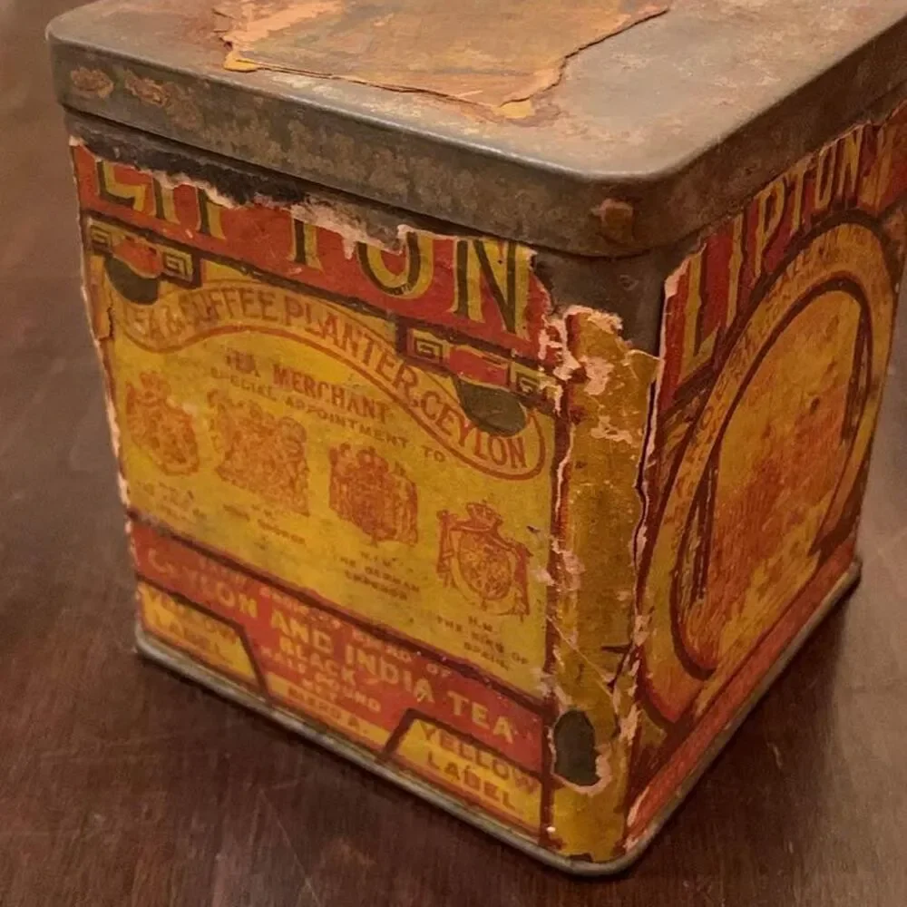 Vintage Lipton Tea Tin Yellow Label Ceylon